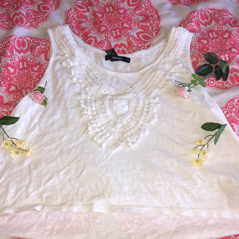 White Forever 21 loose tank top